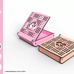 Caja de regalo y joyería con tapa de patrón de corazón svg archivo cortado por láser