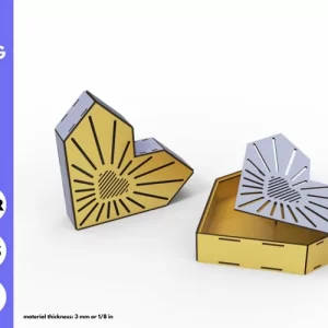 Caja de regalo con patrón de sol de corazón svg corte láser y artesanía