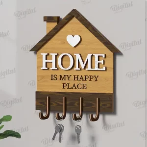 Porta llaves de casa en capas cortados con láser. Llaveros SVG.