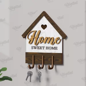 Llaveros de casa en capas cortados con láser. Llaveros SVG.