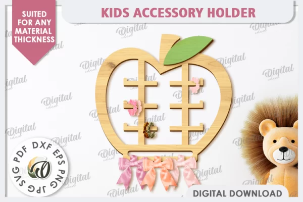 Portaaccesorios para niños cortado con láser. Gancho para coleteros SVG