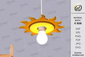 Pantalla de lámpara colgante infantil cortada a láser. Decoración infantil SVG.