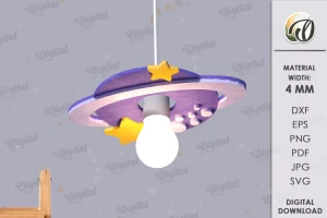 Pantalla de luz colgante para niños cortada con láser. Decoración de la habitación para niños SVG