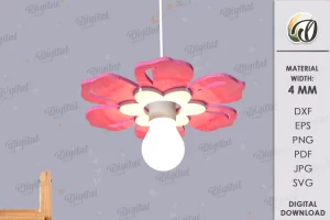 Pantalla de lámpara colgante infantil cortada a láser. Decoración infantil SVG.