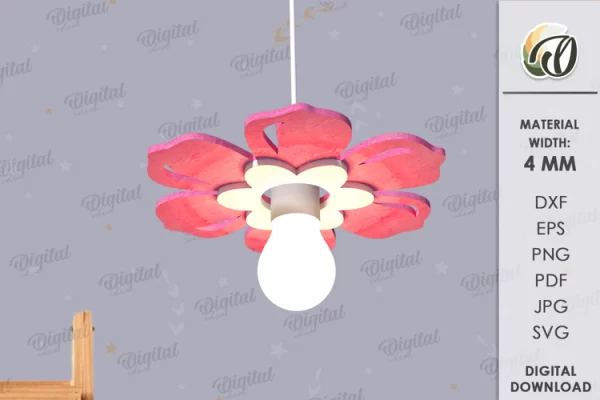 Pantalla de lámpara colgante infantil cortada a láser. Decoración infantil SVG.