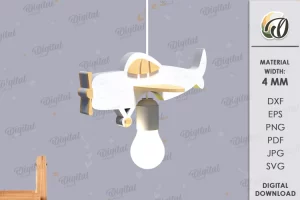 Pantalla de lámpara colgante infantil cortada a láser. Decoración infantil SVG.