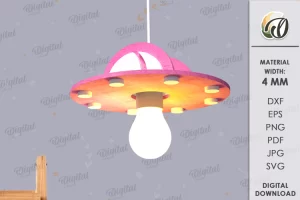 Pantalla de luz colgante para niños cortada con láser. Decoración de la habitación para niños SVG