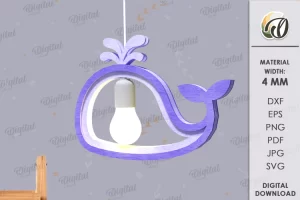 Pantalla de luz colgante para niños cortada con láser. Decoración de la habitación para niños SVG