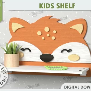 Diseño de corte láser de estante de pared Fox. Estante para habitación de niños SVG