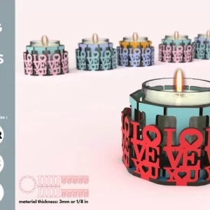 Candelabro "Te amo" SVG Diseño de corte láser y Glowforge
