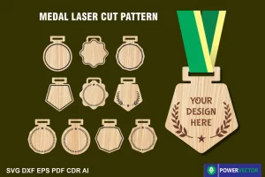 Patrones de corte láser de medalla, medalla en blanco, formas de premio Svg