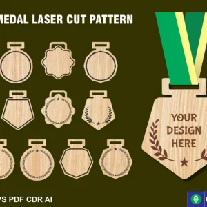 Patrones de corte láser de medalla, medalla en blanco, formas de premio Svg