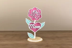 Dia de las madres Archivo cortado con láser de rosa 3D - Rosa para mamá