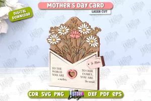 Tarjeta del Día de la Madre | Idea de regalo | Tarjeta de felicitación | Archivo CNC