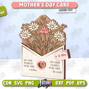 Tarjeta del Día de la Madre | Idea de regalo | Tarjeta de felicitación | Archivo CNC