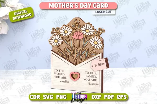 Tarjeta del Día de la Madre | Idea de regalo | Tarjeta de felicitación | Archivo CNC