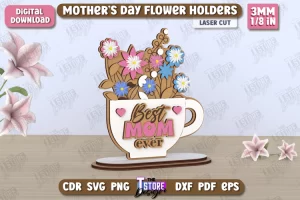 Taza con flores día de las madres