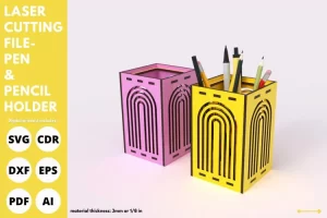 Portalápices y portalápices con patrón de arco iris cortado con láser svg