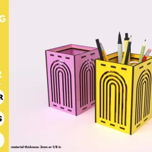 Portalápices y portalápices con patrón de arco iris cortado con láser svg