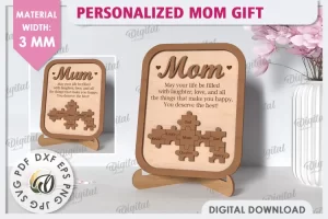 Regalo personalizado para mamá cortado con láser. Regalo para el Día de la Madre SVG.