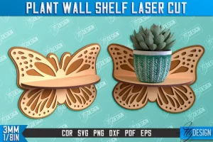 Estante de pared para plantas cortado con láser | Decoración del hogar | Estante de pared ornamental