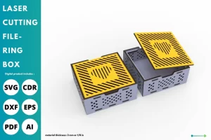 caja de anillo con patrón de rayas de corazón de tapa - archivo de corte láser svg