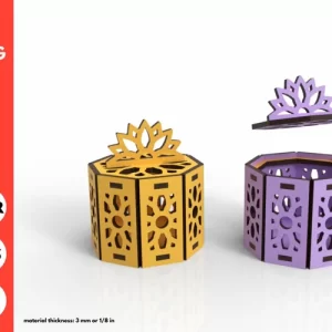 Caja de anillos con patrón de girasol - plantilla de corte láser svg