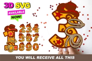 Numeros multicapa vaquero - Corte Laser - Gratis