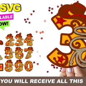 Numeros multicapa vaquero - Corte Laser - Gratis