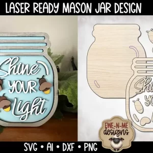 Brilla tu luz Luciérnagas en frasco Verano Corte láser SVG