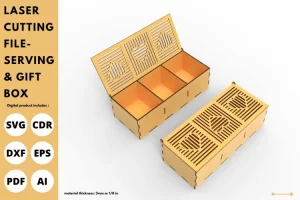 porción de corazón de rayas y caja de regalo svg - corte láser