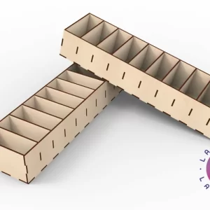 Caja con 10 compartimentos. Patrones de corte láser SVG CNC DXF.