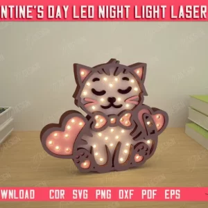 Lámpara LED en capas para el día de San Valentín | Diseño de pandas | Vivero