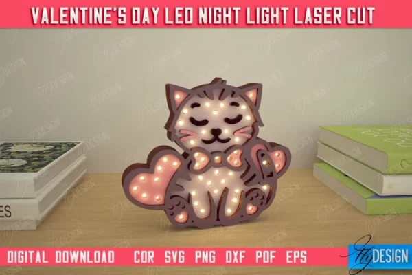 Lámpara LED en capas para el día de San Valentín | Diseño de pandas | Vivero
