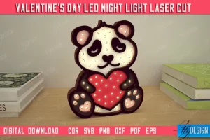 Lámpara LED en capas para el día de San Valentín | Diseño de pandas | Vivero