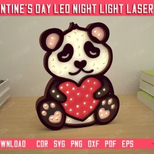 Lámpara LED en capas para el día de San Valentín | Diseño de pandas | Vivero