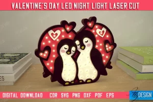 Lámpara LED en capas para el día de San Valentín | Diseño de pingüinos | Vivero