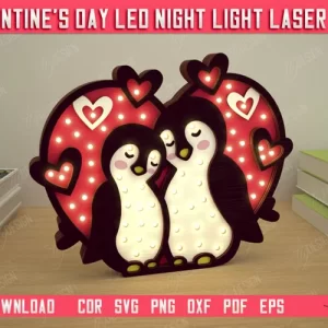 Lámpara LED en capas para el día de San Valentín | Diseño de pingüinos | Vivero