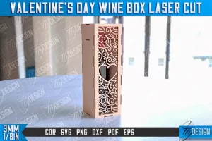 Caja de vino de San Valentín cortada con láser | Caja de vino de regalo cortada con láser