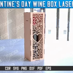 Caja de vino de San Valentín cortada con láser | Caja de vino de regalo cortada con láser