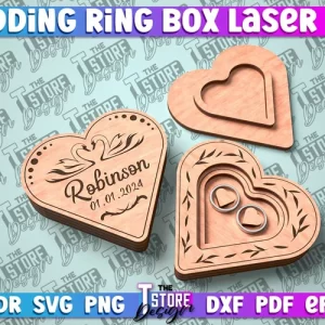 Caja para anillos de boda cortada a láser