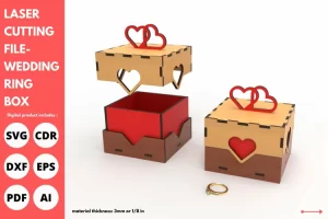 Porta anillos de bodas  - Corte Laser