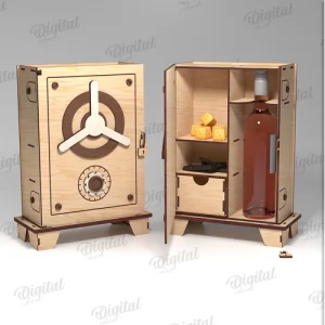 Caja de vino y golosinas cortada con láser. Caja de regalos 3D SVG
