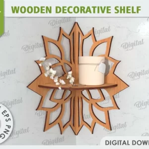 Estante de esquina cortado con láser. Estante decorativo de madera SVG