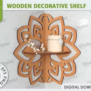 Estante de esquina cortado con láser. Estante decorativo de madera SVG