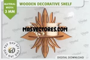 Estante de esquina cortado con láser. Estante decorativo de madera SVG