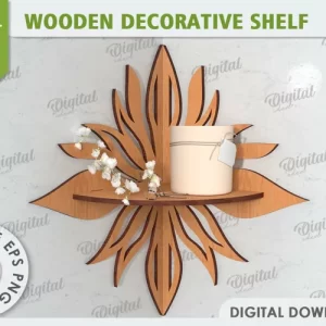 Estante de esquina cortado con láser. Estante decorativo de madera SVG