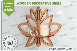 Estante de esquina cortado con láser. Estante decorativo de madera SVG