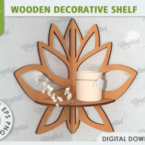 Estante de esquina cortado con láser. Estante decorativo de madera SVG