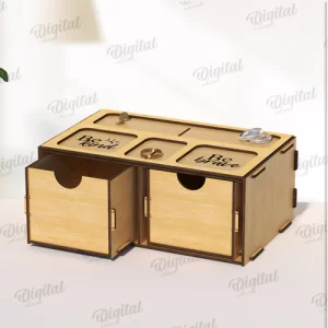 Joyero de madera 3D cortado con láser. Caja de regalo pequeña SVG